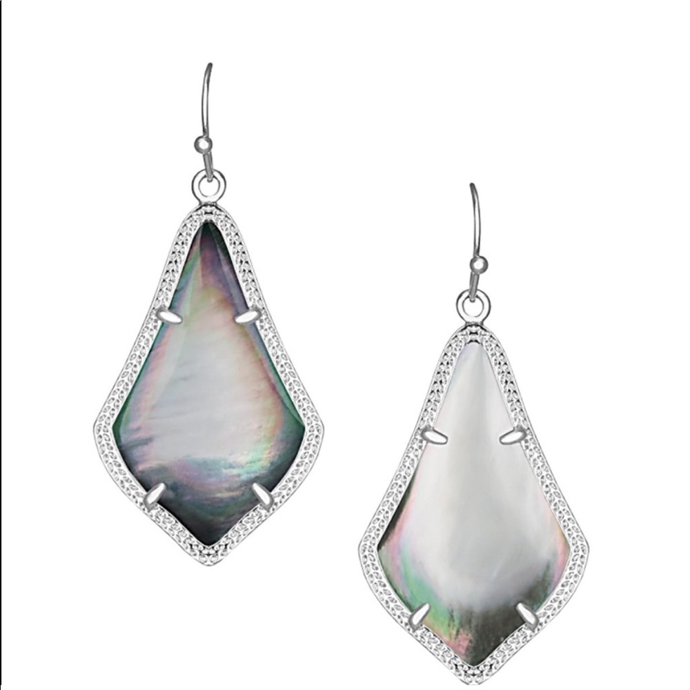 Kendra Scott Alex earrings-Silver w/Black Pearl Stone